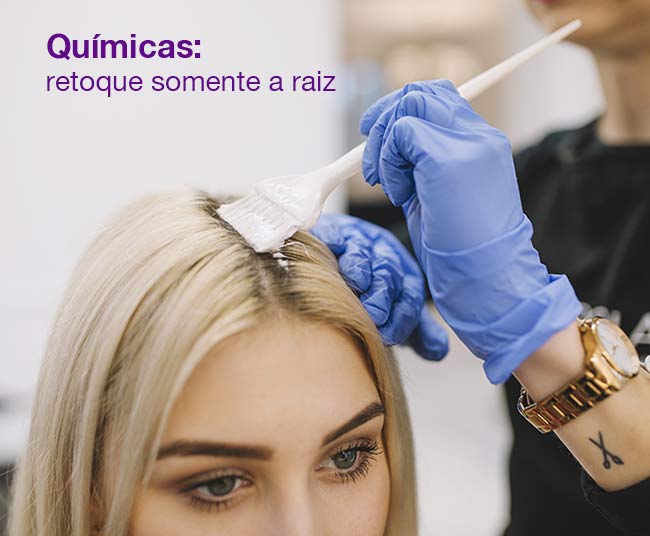o retoque de química nos cabelos deve ser feito somente na raiz
