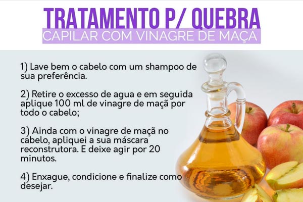 tratamento para quebra capilar com vinagre de maçã